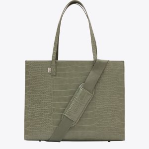 Resale The Large Work Tote in Olive Croc