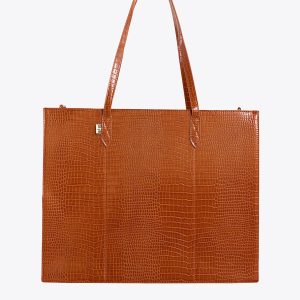 Resale The Large Work Tote in Cognac Croc